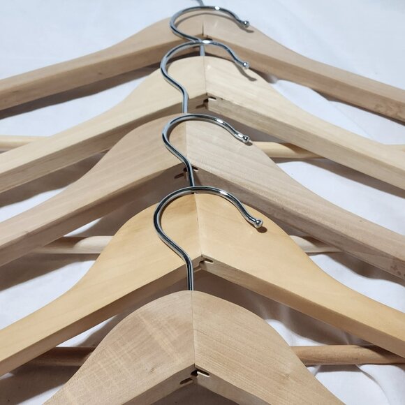 Set of 5 Wooden Hangers - Natural Finish, Heavy Duty (Bundle) - Picture 2 of 2